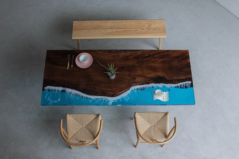 Artistic Blue Color Resin Table