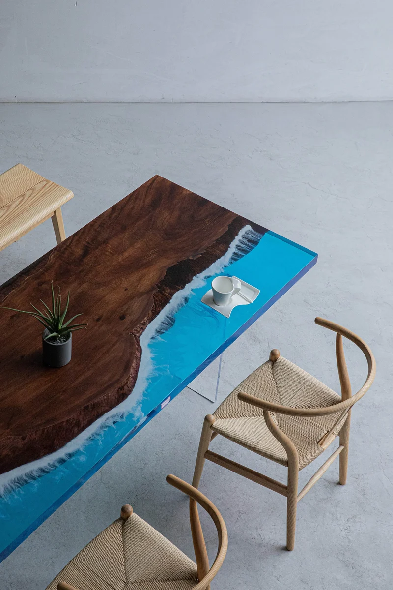 Artistic Blue Color Resin Table