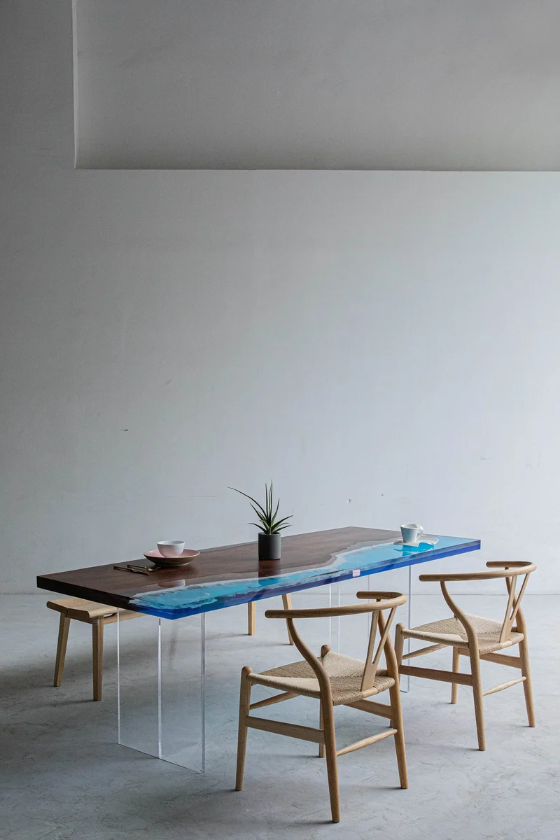 Artistic Blue Color Resin Table