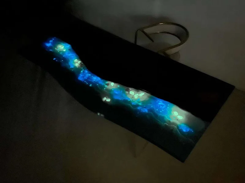 Blue Wave Shape Epoxy Resin Table