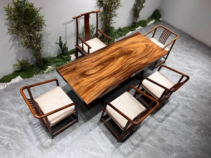 Verve Straight Cut Single Wood Slab Tables