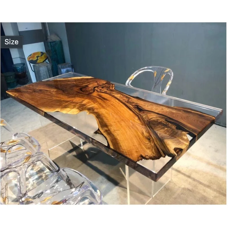 Unique River Epoxy Resin Table Solid Camphor Wood