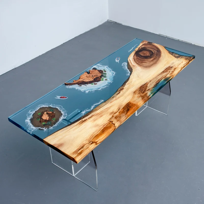 Custom Epoxy Table with Walnut Natural Decorate - Made to Order