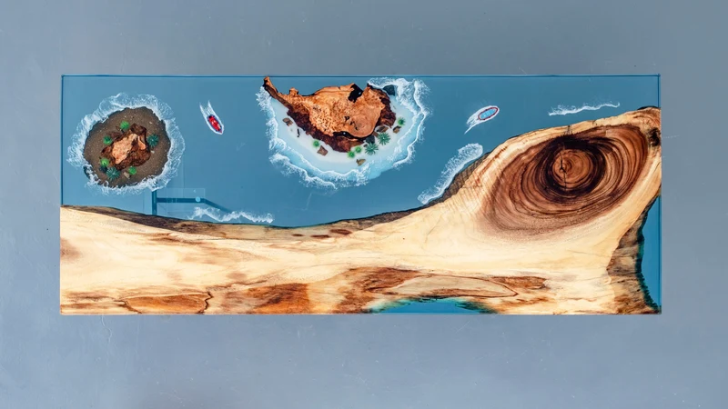 Custom Epoxy Table with Walnut Natural Decorate - Made to Order