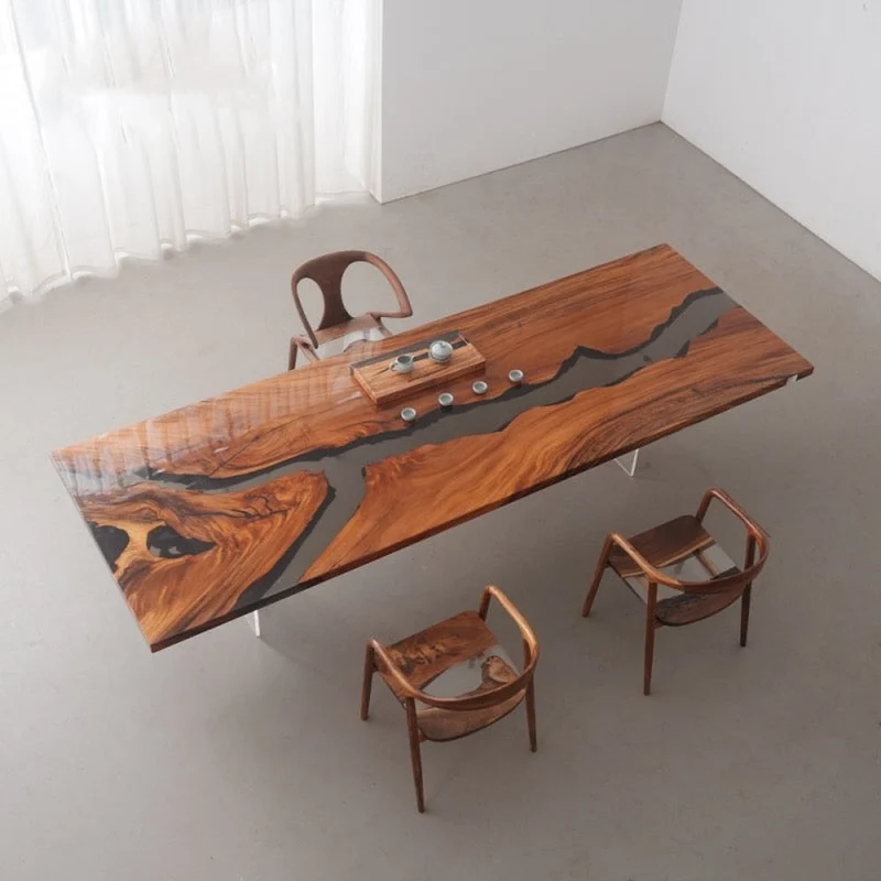Crescendo Black Clear River Epoxy Resin Table