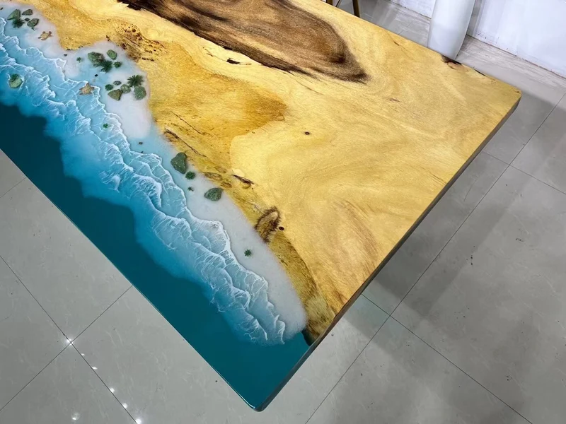 Kaleidoscope Blue Sea River Epoxy Resin Table
