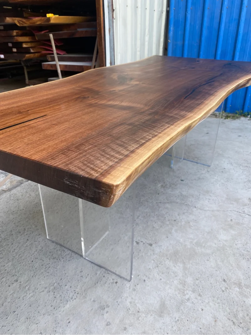Live Edge Solid Walnut Wood Kitchen Table