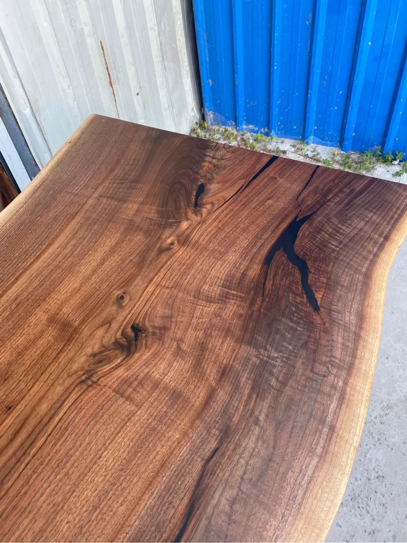 Live Edge Solid Walnut Wood Kitchen Table