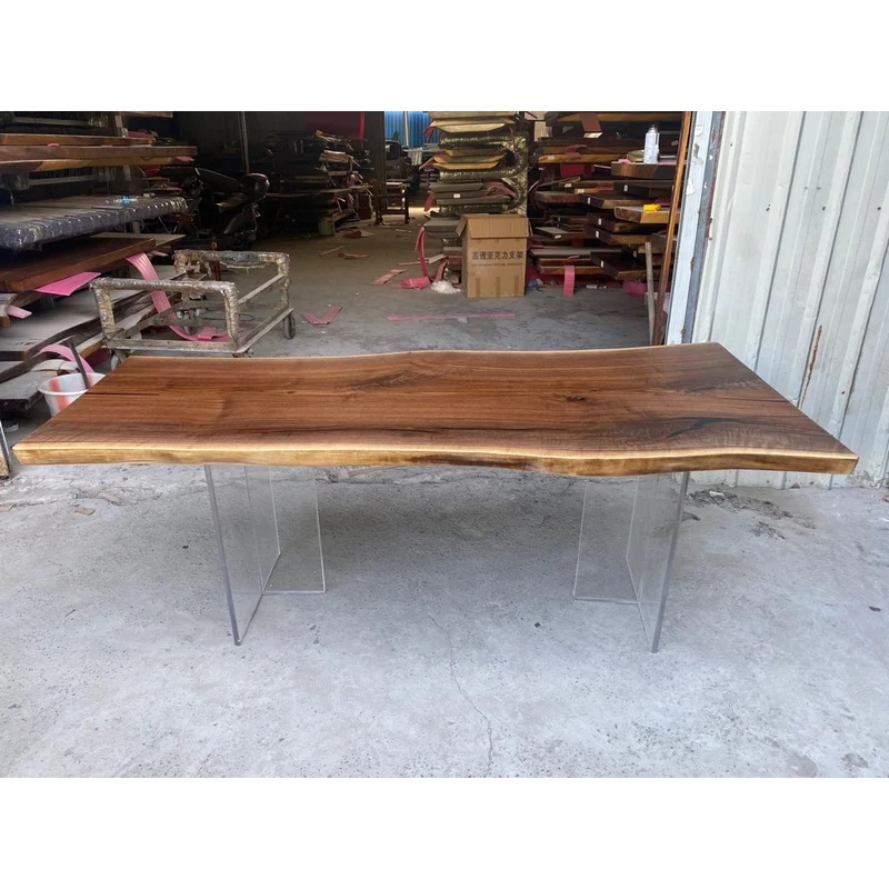 Live Edge Solid Walnut Wood Kitchen Table