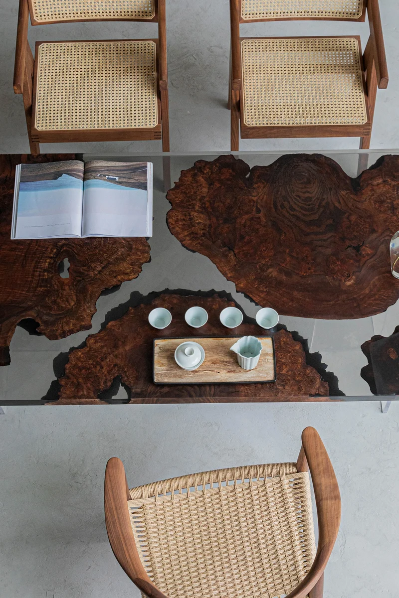 Serene Black River Butterfly Resin Table