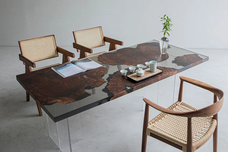 Serene Black River Butterfly Resin Table