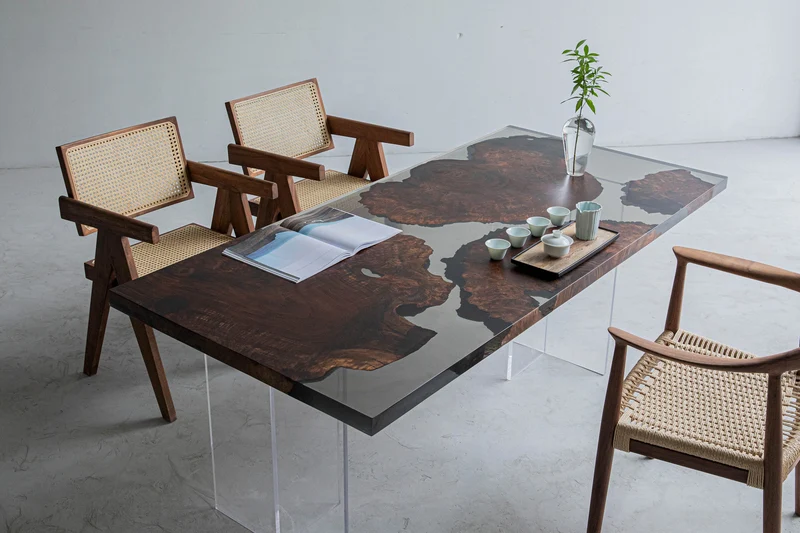 Serene Black River Butterfly Resin Table