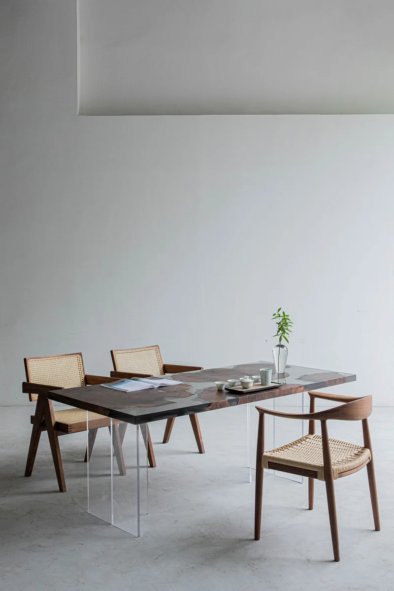 Serene Black River Butterfly Resin Table
