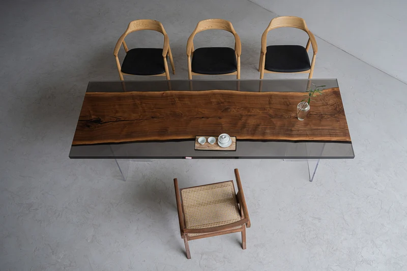 Solid Black Walnut Wood Epoxy Resin Table