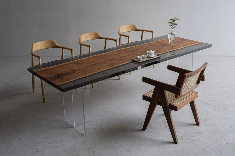 Solid Black Walnut Wood Epoxy Resin Table