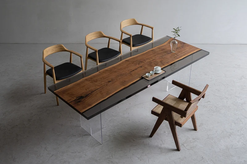 Solid Black Walnut Wood Epoxy Resin Table