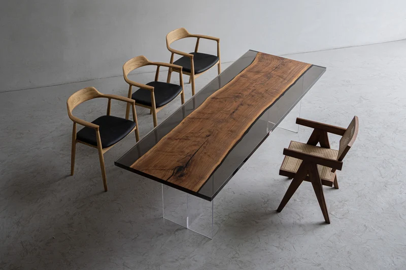 Solid Black Walnut Wood Epoxy Resin Table
