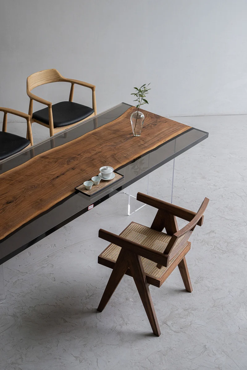 Solid Black Walnut Wood Epoxy Resin Table