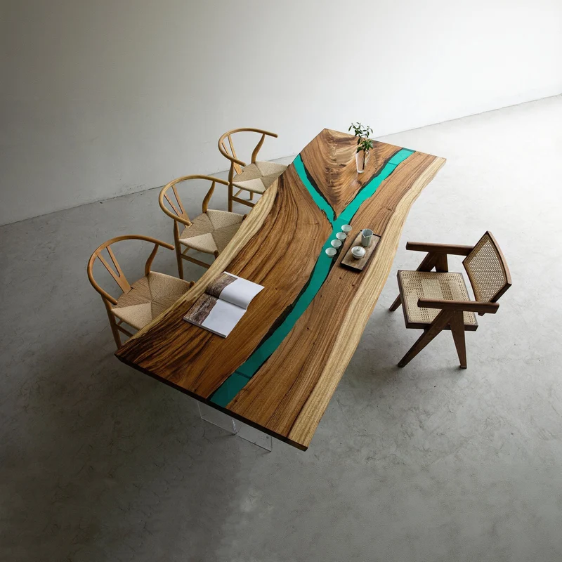 Custom Handmade Resin River Table in Japanese Epomik Resin
