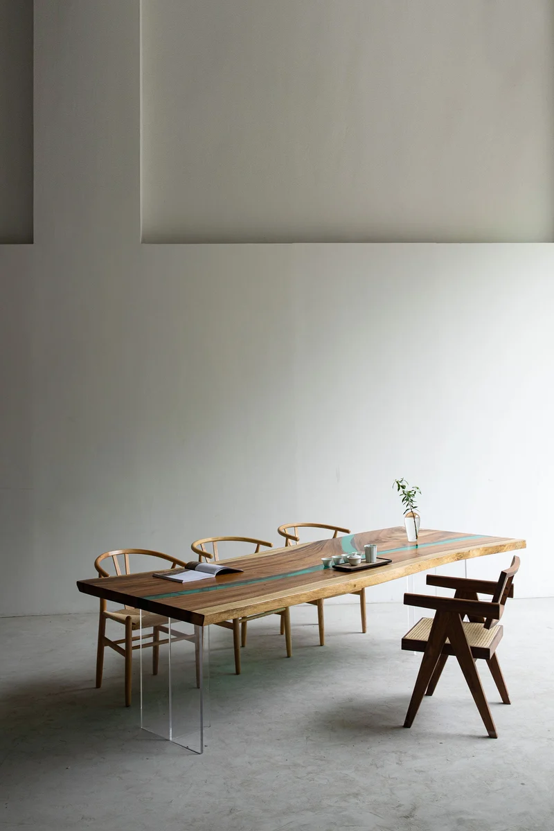 Custom Handmade Resin River Table in Japanese Epomik Resin