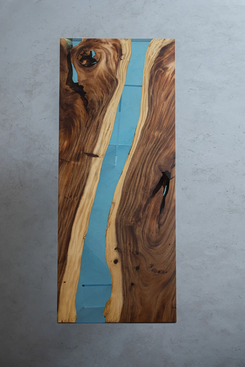 Epoxy Blue River Solid Wood Table