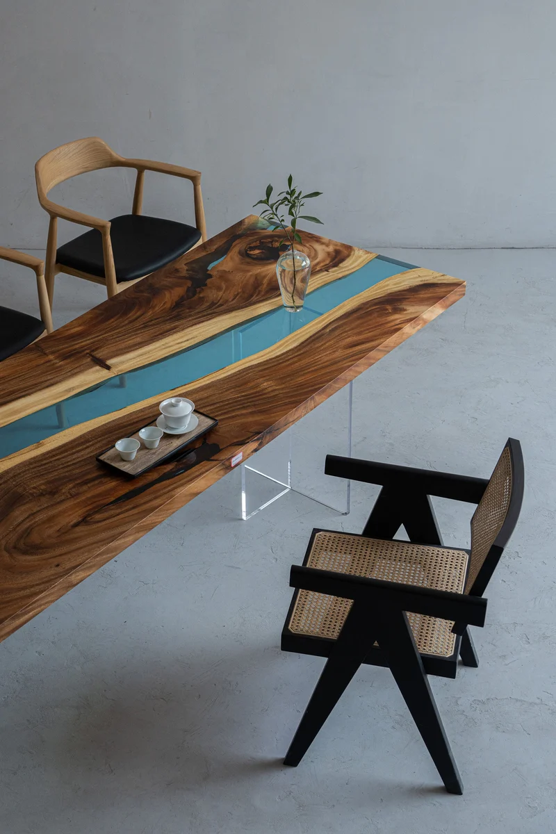Epoxy Blue River Solid Wood Table