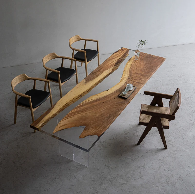 Pinnacle Clear Resin Epoxy Dining Table