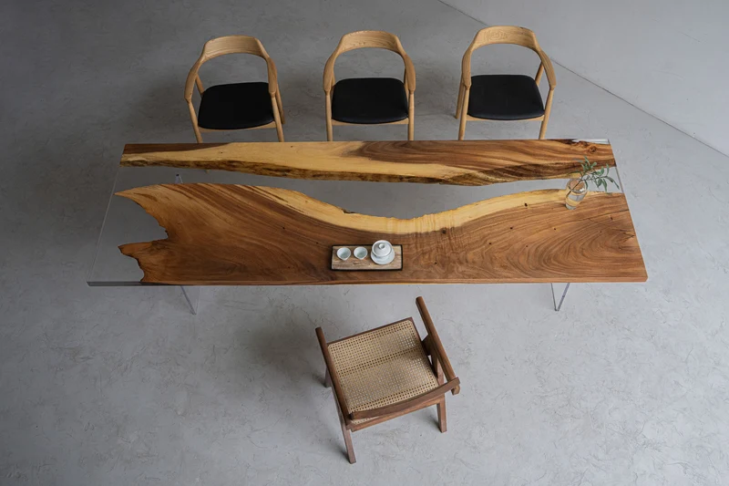 Pinnacle Clear Resin Epoxy Dining Table