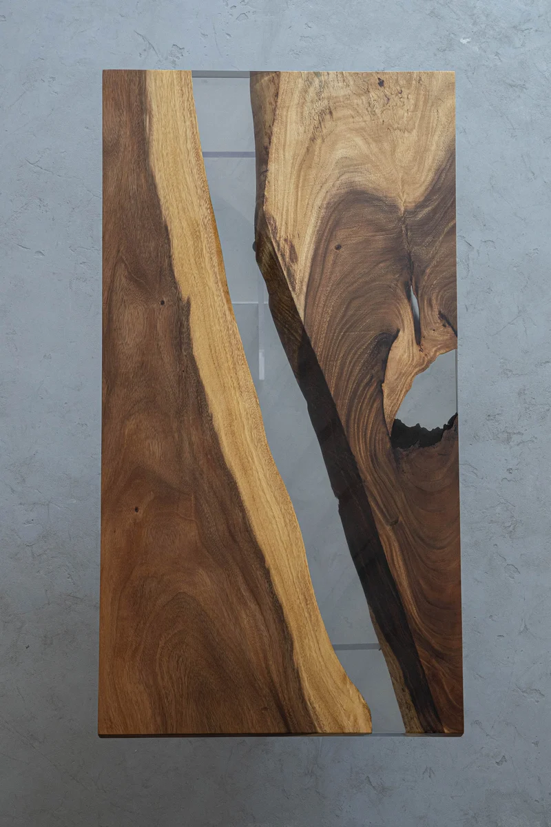 Ember Live Edge Handmade Unique Resin River Walnut Wood Table