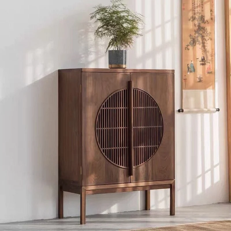 Elemental Modern Eclectic Elegant Walnut Storage Cabinet
