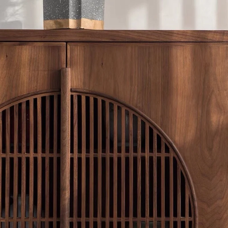 Elemental Modern Eclectic Elegant Walnut Storage Cabinet