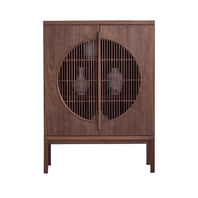 Elemental Modern Eclectic Elegant Walnut Storage Cabinet