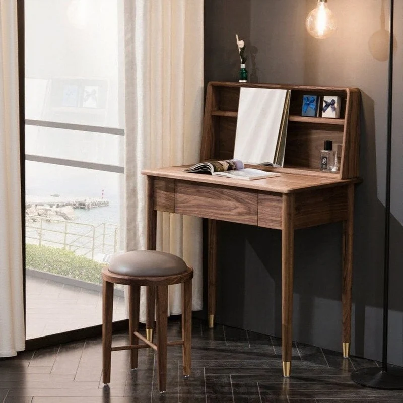Rustic Makeup Vanity Set Table with Stool