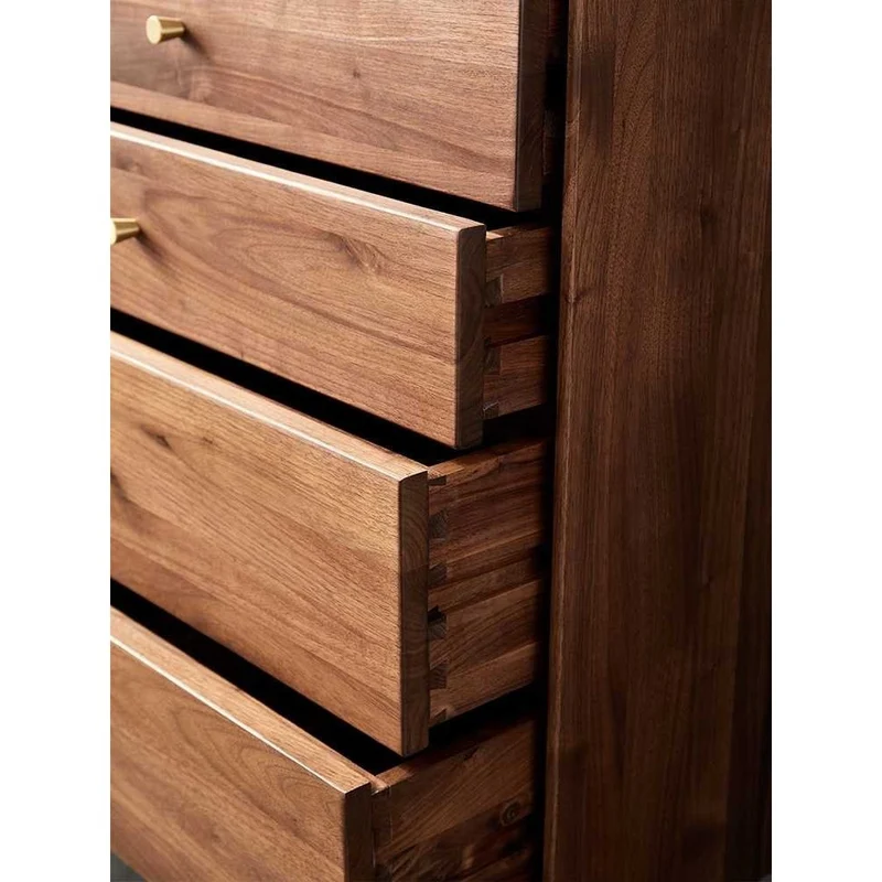 Vertex Minimalist Chest of 5 Drawers Commode Made of Black Walnut Wood