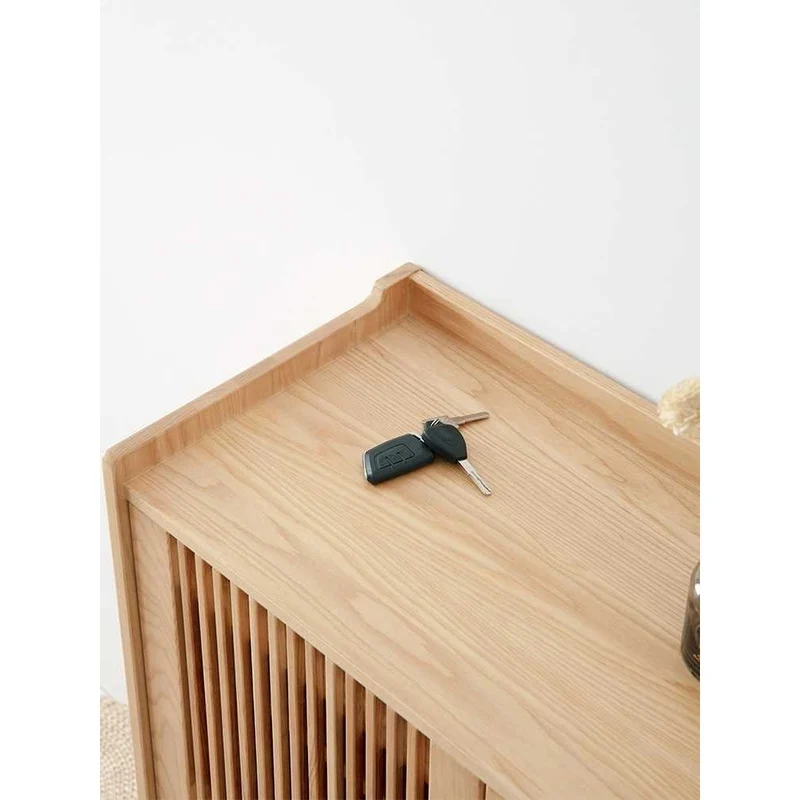 Shoe Cabinet with Removable Shelves - Ash Wood