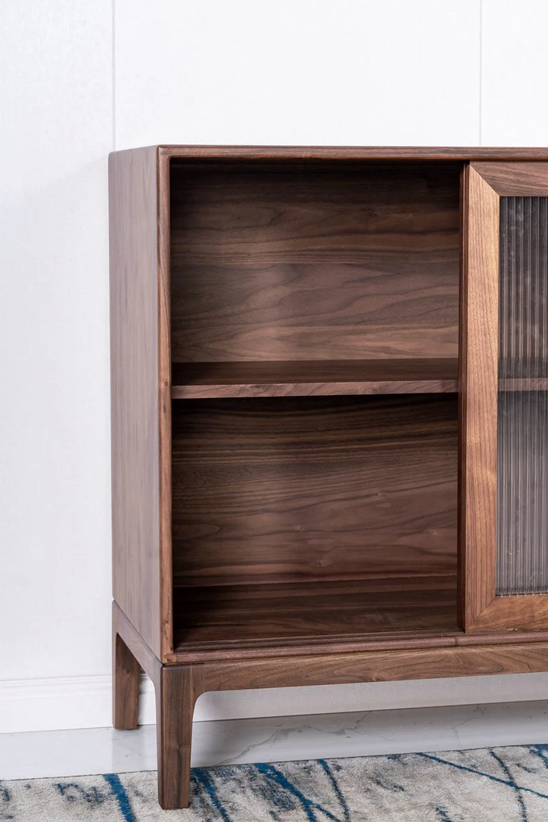 Solid Walnut Wood Storage Cupboard With 4 Drawers