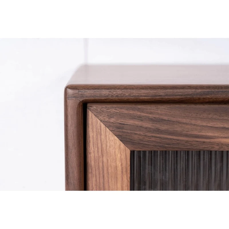 Solid Walnut Wood Storage Cupboard With 4 Drawers