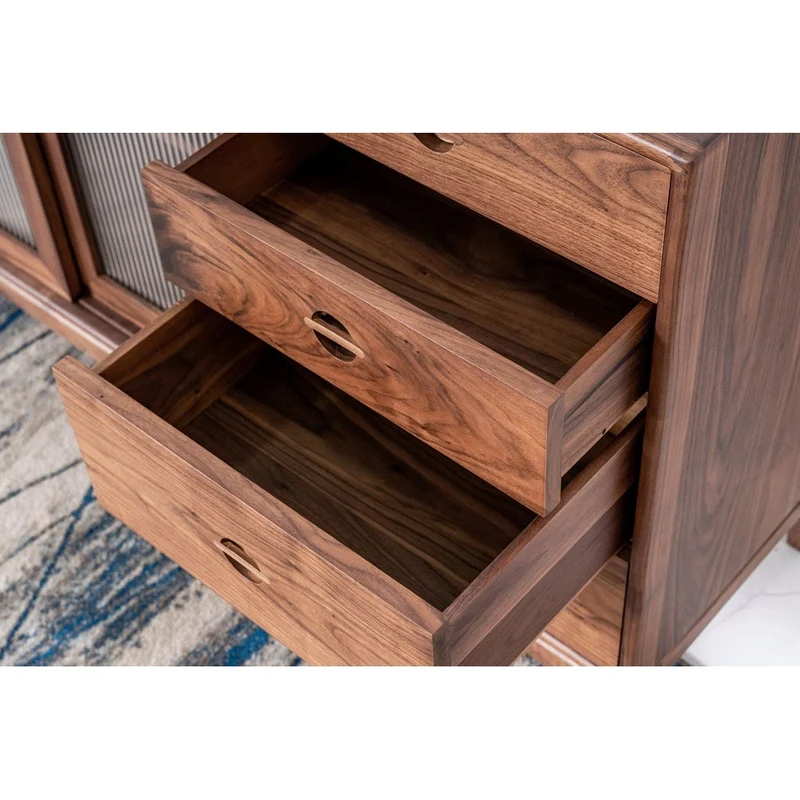 Solid Walnut Wood Storage Cupboard With 4 Drawers