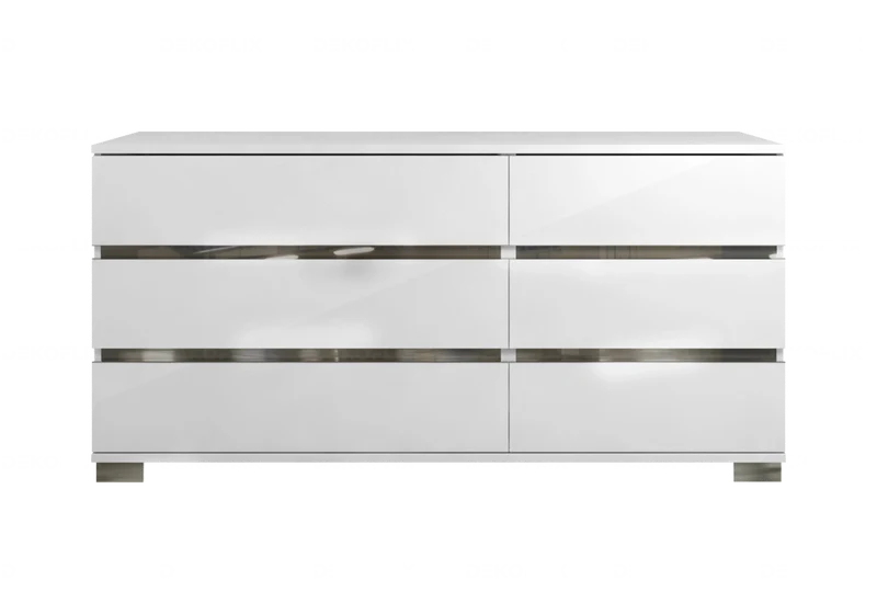 Commode double 6 tiroirs blanc laqué design - Dream