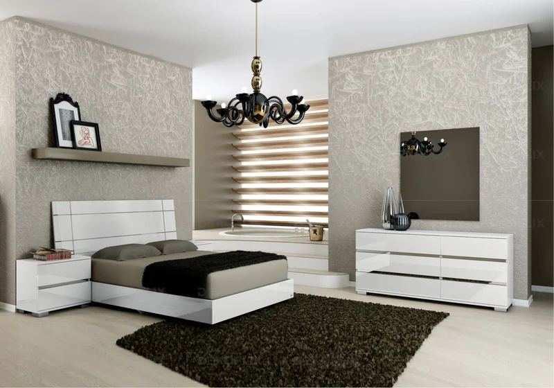 Commode double 6 tiroirs blanc laqué design - Dream