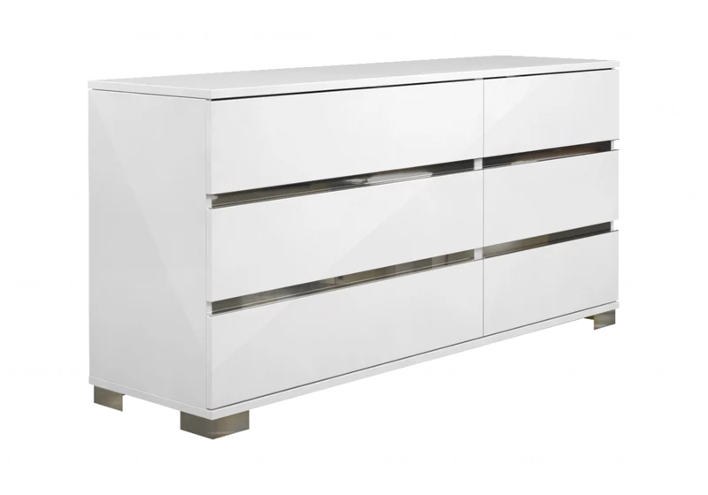 Commode double 6 tiroirs blanc laqué design - Dream