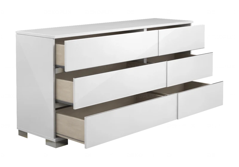 Commode double 6 tiroirs blanc laqué design - Dream