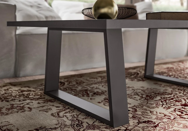 Table basse rectangulaire effet marbre et bois - Kali