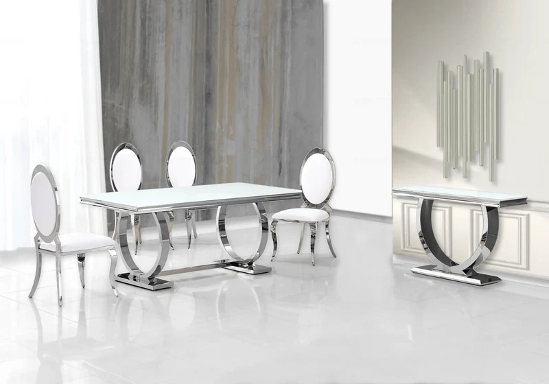 Console verre blanc argent - Bobo