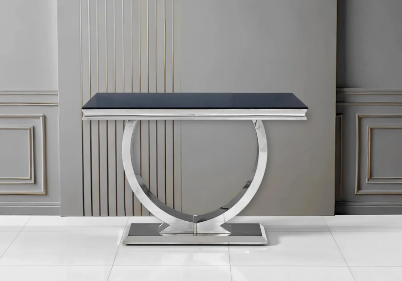 Console verre noir argent - Bobo