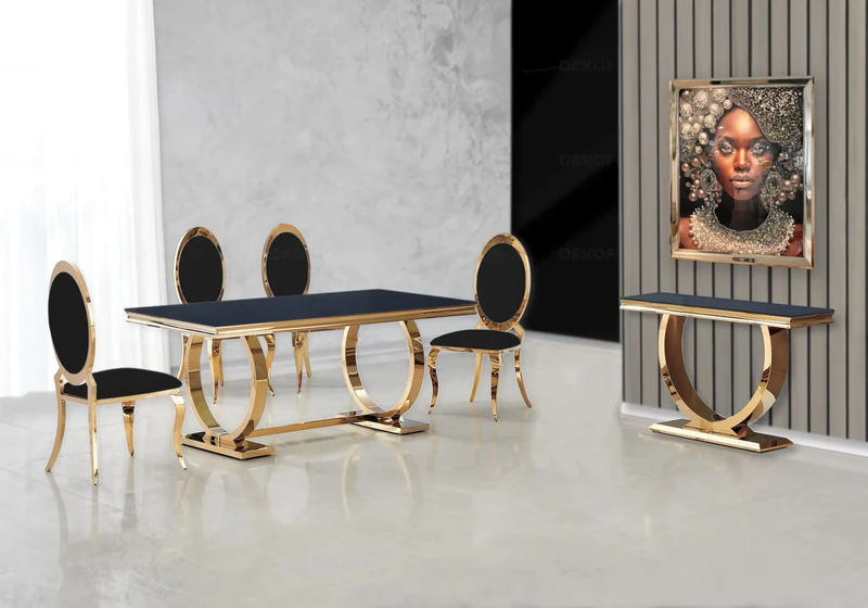 Console verre noir doré - Bobo