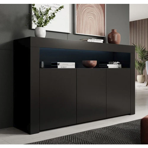 Buffet modèle Aker en noir - 155 x 91 cm
