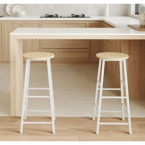 Lot de 2 tabourets hauts Louis blancs et Sonoma
