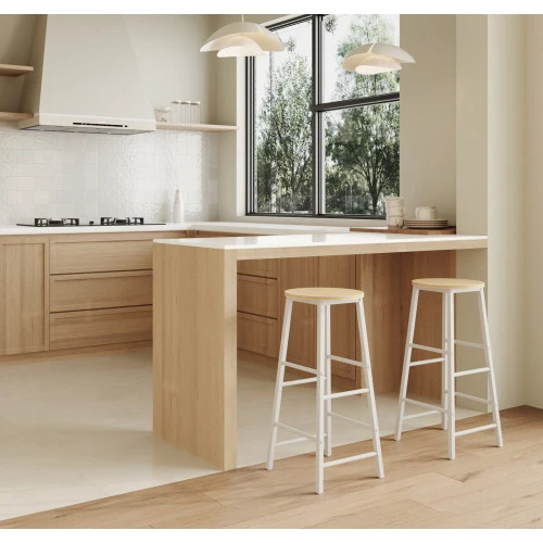 Lot de 2 tabourets hauts Louis blancs et Sonoma