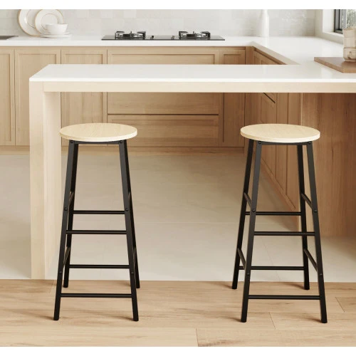 Lot de 2 tabourets hauts noir et Sonoma Louis